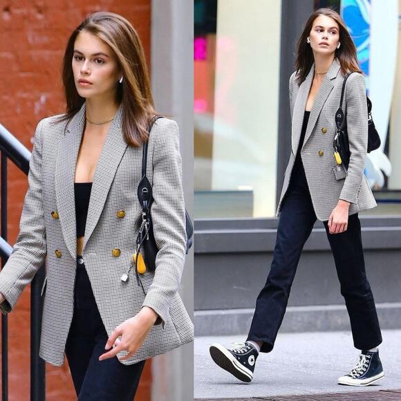 A.L.C. Sedgwick II Double Breasted Gold Button Houndstooth Tailored Blazer 8 - Picture 3 of 13